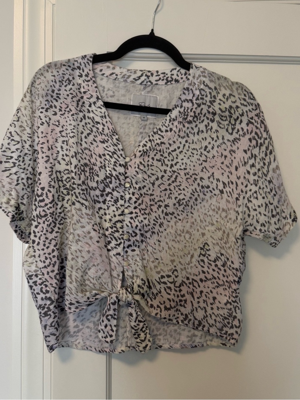 Rails Women's Pastel Leopard Tie-Front Blouse in Multi-Color